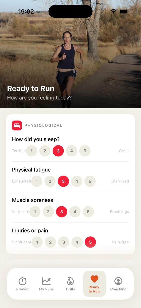 Ready to Run — daily readiness check-in