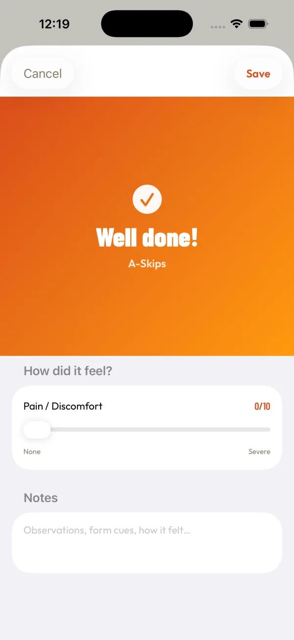 Run Foundations — Well done! completion celebration